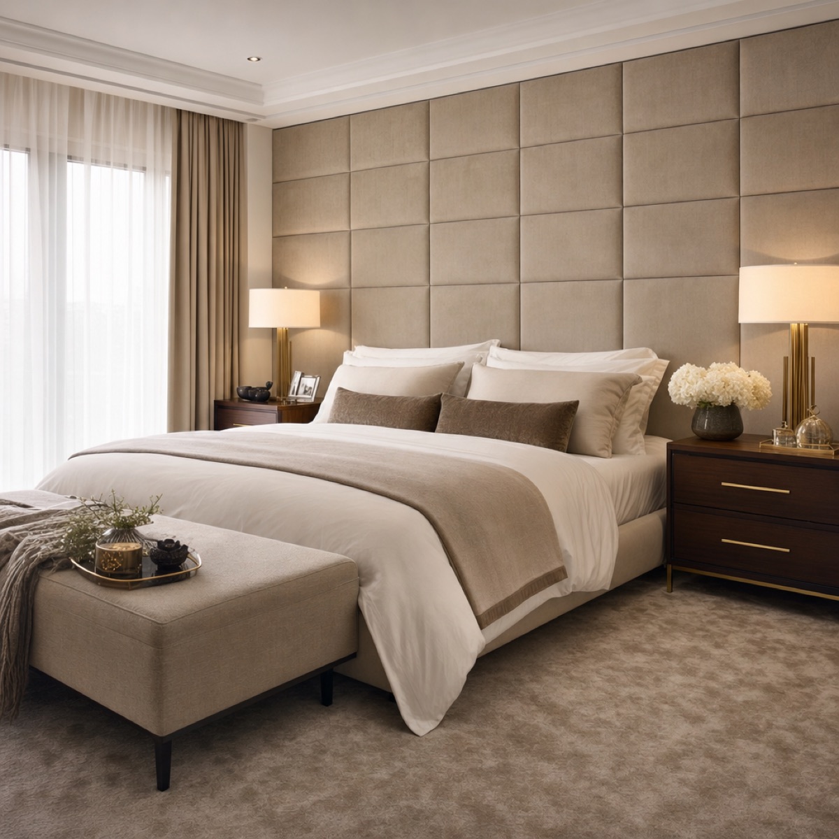Master bedroom in warm neutral tones