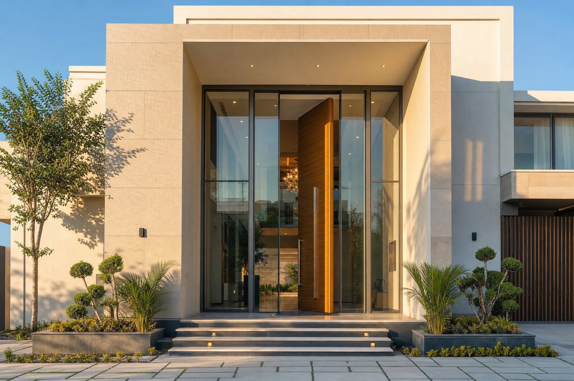 Completed turnkey luxury home entrance